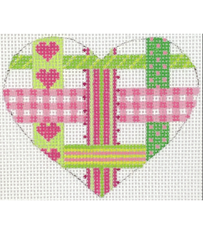 Mini Heart -Woven Ribbons Pinks & Greens