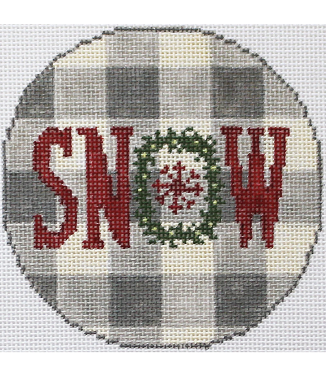 Snow on Gingham Gray Ornament