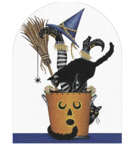 Pumpkin Bucket w/ Blk Cats