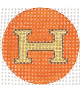 Hermes H - Orange w/ Gold & Brown - 3" Round Insert