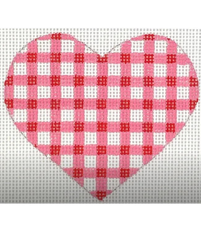 Mini Heart -Pink and Red Gingham 18  count