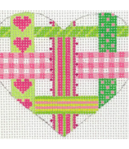 Mini Heart -Woven Ribbons Pinks & Greens 18 Count