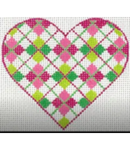 Mini Heart -Argyle-Pinks & Greens 18 Count