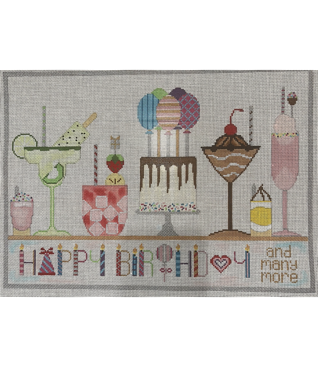 Happy Birthday Drinks W/ Embellishments and Stitch Guide