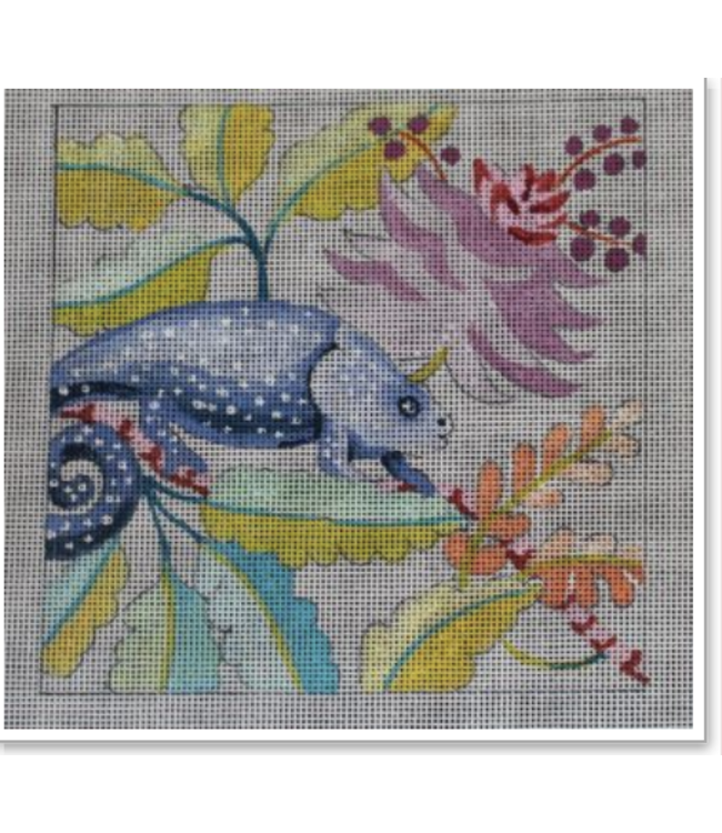 Purple Lizzard with Leaves