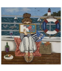 Girl Stitching - Boating