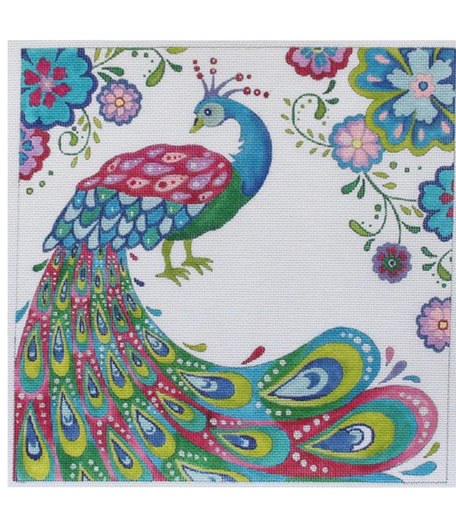 Peacock with Flowers