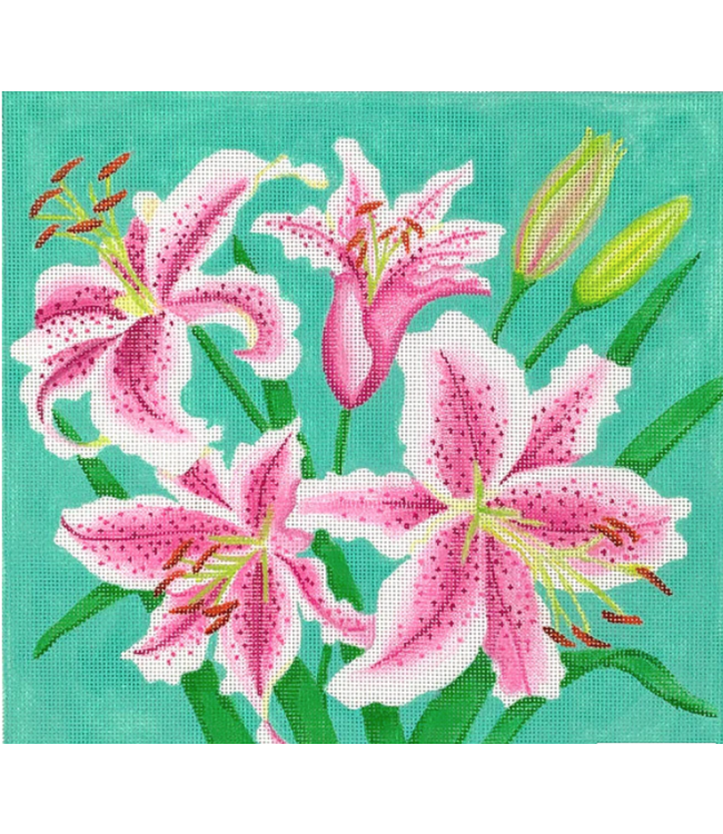 Stargazer Lillies on Turquoise