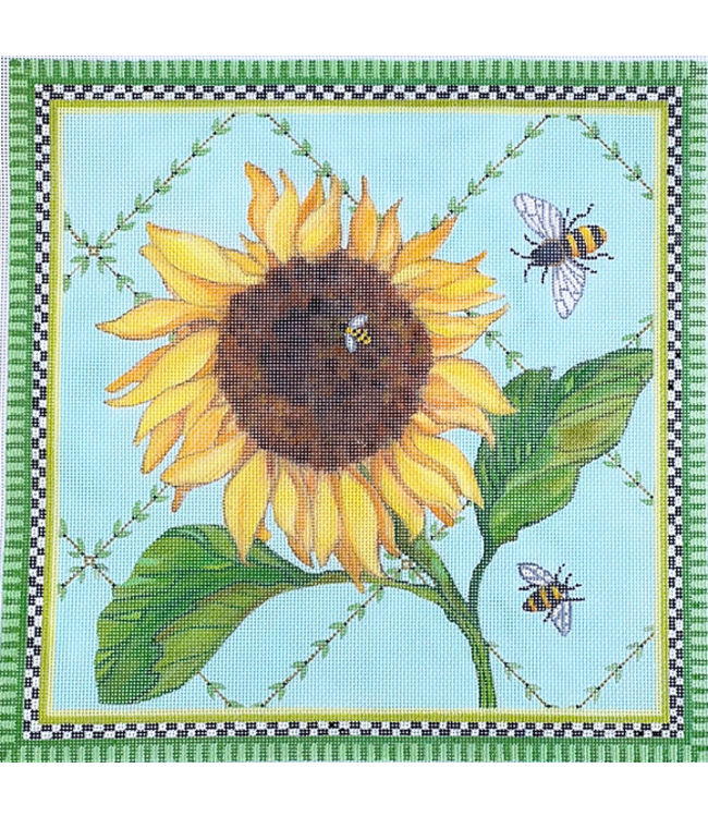 Sunflower & Bees on Vine Lattice