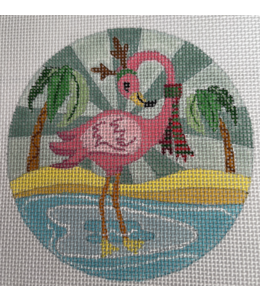 Flamingo with Christmas Scarf