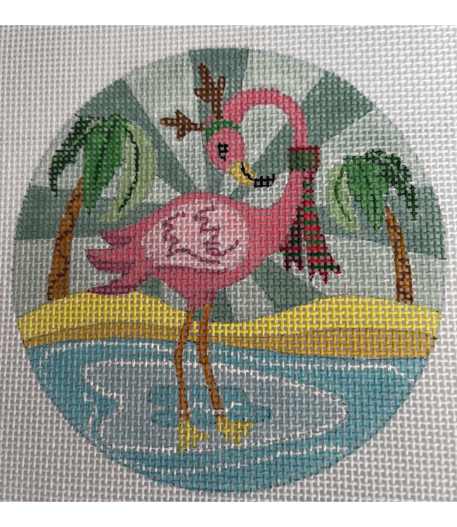 Flamingo with Christmas Scarf