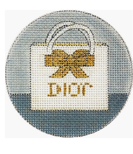 Louis Vuitton 3 Square Insert on White - Needlepoint Studio of Sarasota