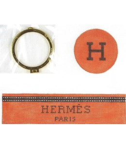 Limoges Box-Med Round Hermes Wrapped Box-Orange & Brown (incl Gold Clasp)