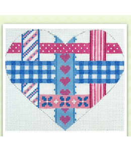 Mini Heart Woven Ribbons Pink and Blue