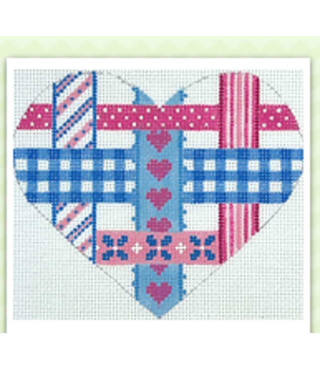 Mini Heart Woven Ribbons Pink and Blue
