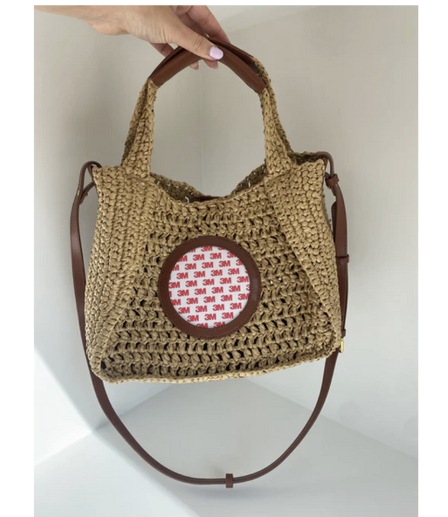 Crochet Tote with Black Handles