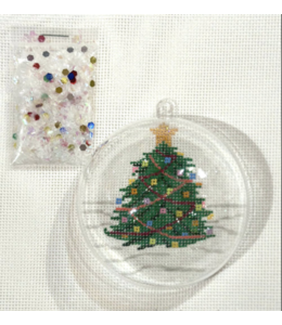 Christmas Tree w/ Star, Dome Cover and Confetti