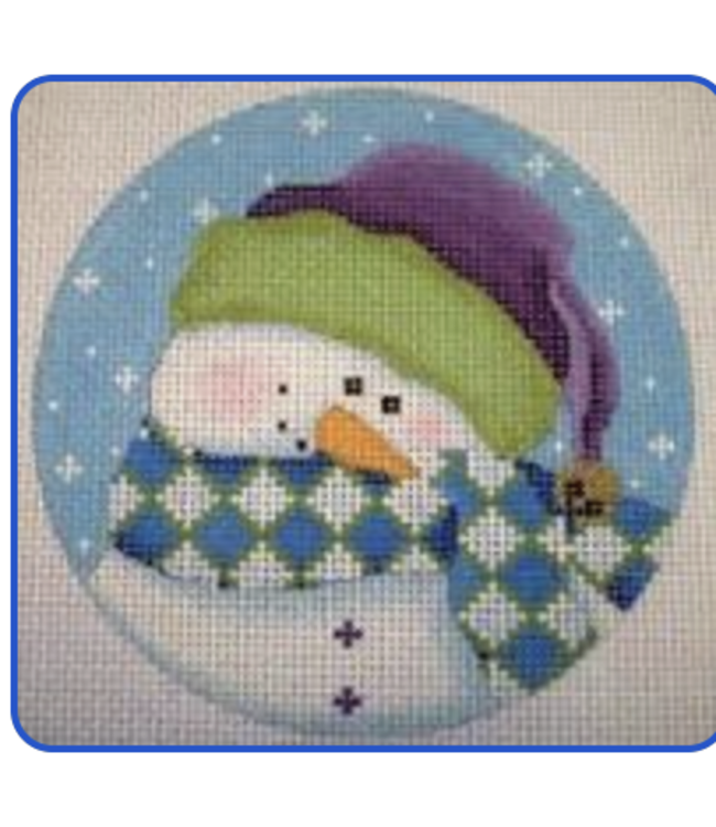 Shy Snowman Ornament Purple /Gr