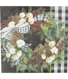 Gingham Bolls Wreath