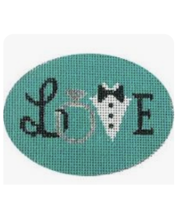 Love-Wedding Teal Oval