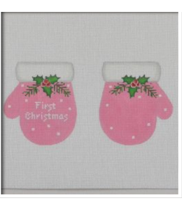 1st Christmas Mittens Pink