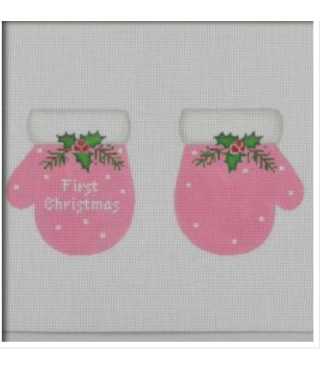 1st Christmas Mittens Pink