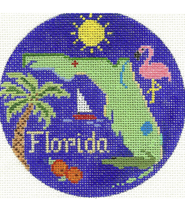 Florida Round on Blue 4 1/2"