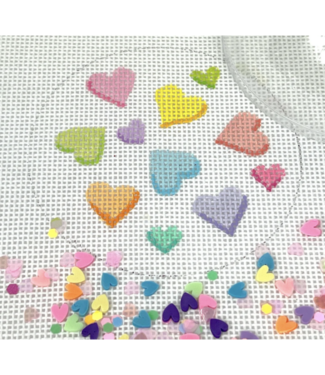 Candy Hearts - 3" Round w/ Clear Dome & Confetti
