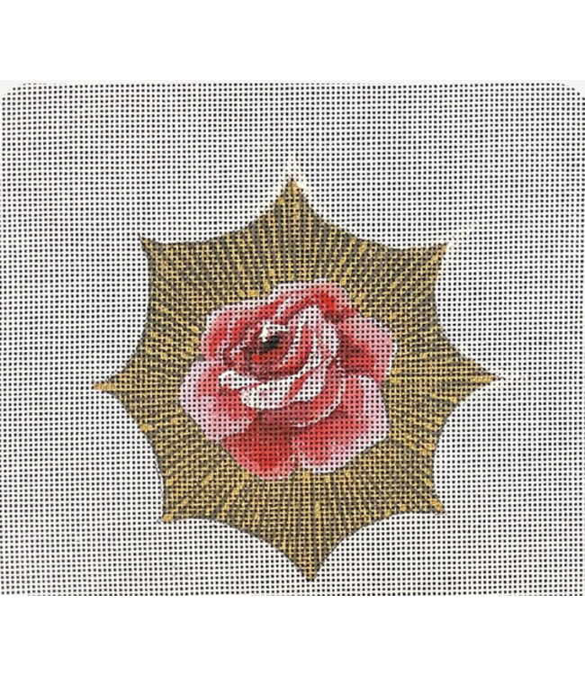 Pink  Rose with Gold and Black Background