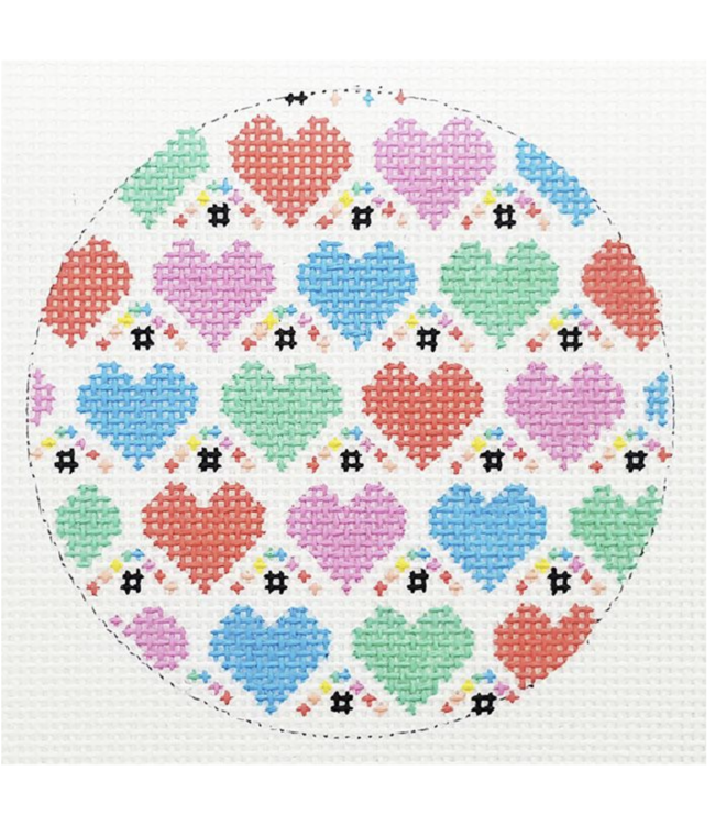 Colorful Hearts 3 1/4" Round Insert
