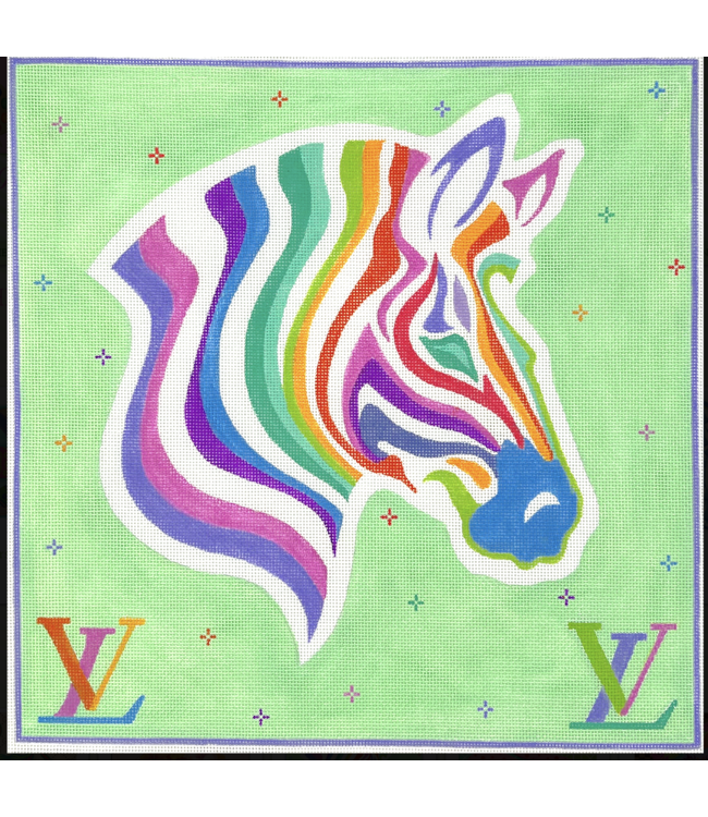 LV Inspired Multicolor Zebra on Pistachio