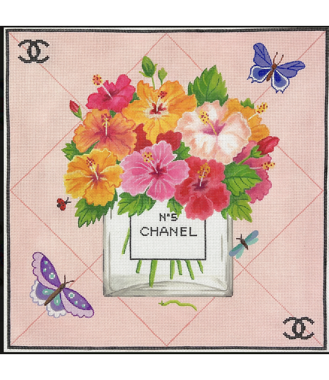 Chanel inspired flowers in No. 5 Bottle