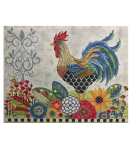 Provence Rooster Kit - Canvas, Stitch Guide, Embellishments, Thread kit