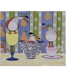 Partridges and pear Wallpaper
