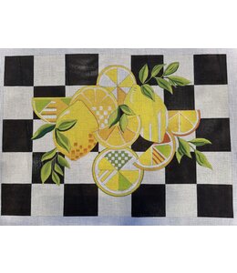 Lemons on Black and Yellow Check