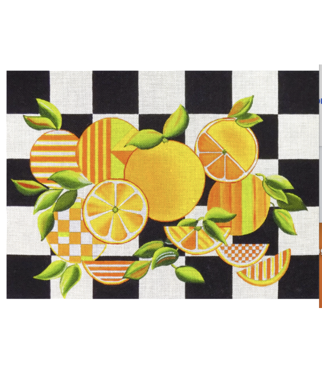 Oranges with Black and White Check