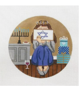 Hanukkah Stitching Girl Ornament