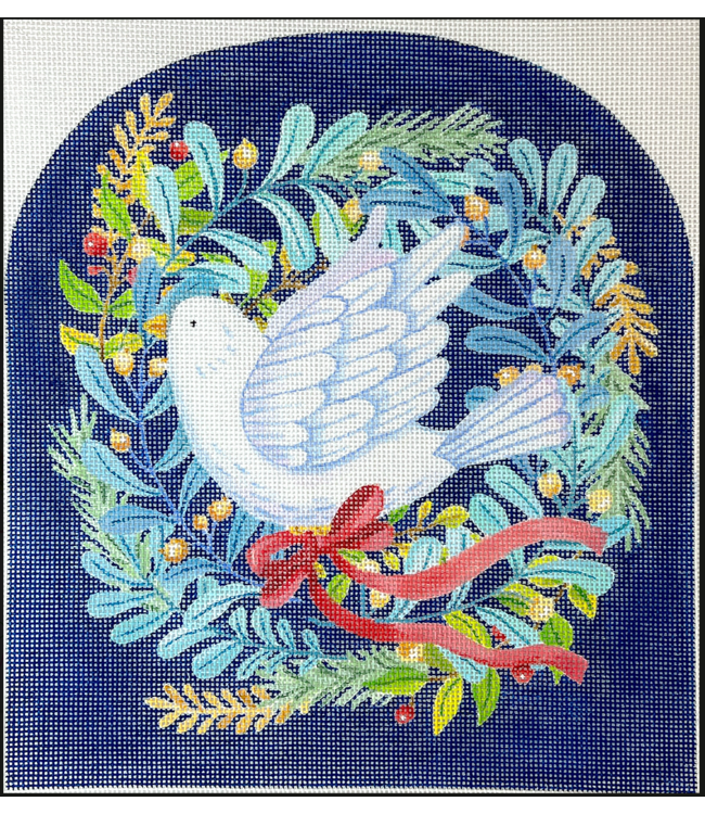 Christmas Dove and Ribbon and Greenery