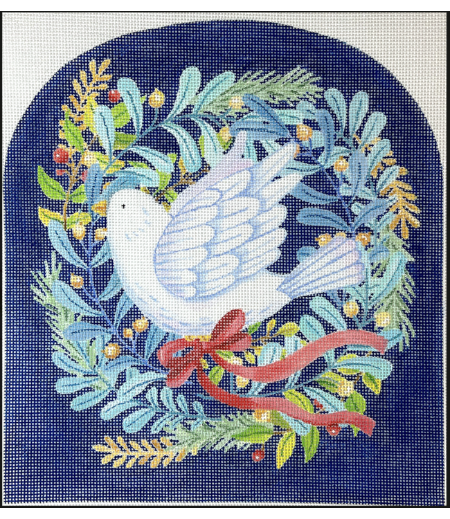 Christmas Dove and Ribbon and Greenery