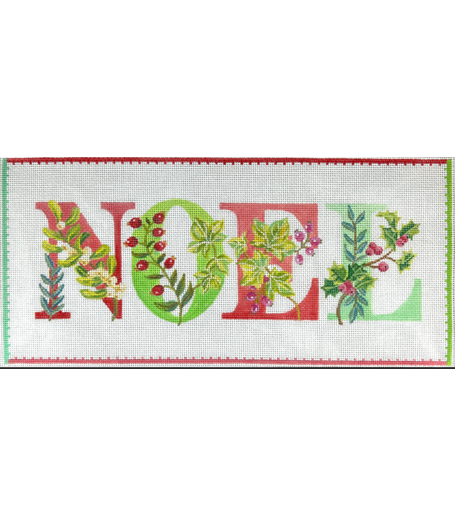 Noel w/ greens and berries on White
