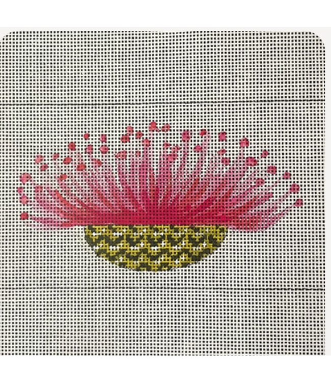 Basket with Pink Fluffy Flower