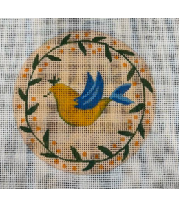 4" Dove round with light background- Backing Fabric Included