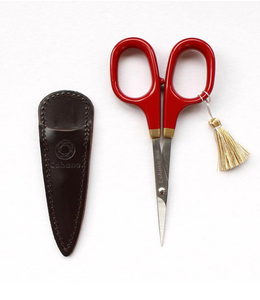 Scissors Small  with Laquered Handle Red