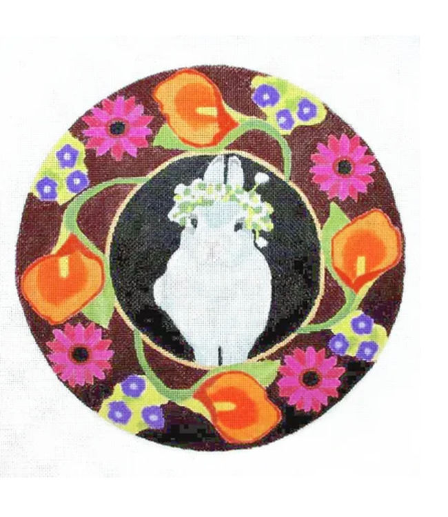 Bunny with Flowers in Wreath