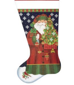 Red Bird Santa Stocking