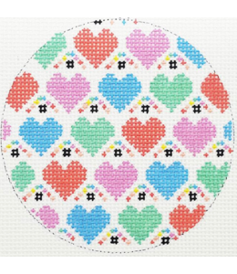 Colorful Hearts 3 1/4" Round