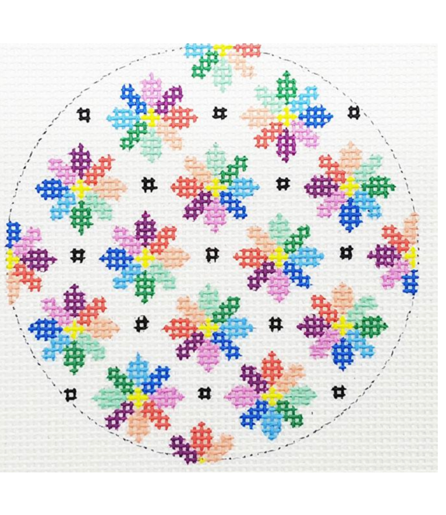 Colorful Flowers 3 1/4" Round