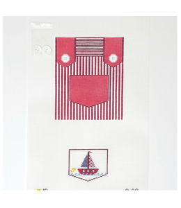 Overalls-Red with Sailboat  pocket