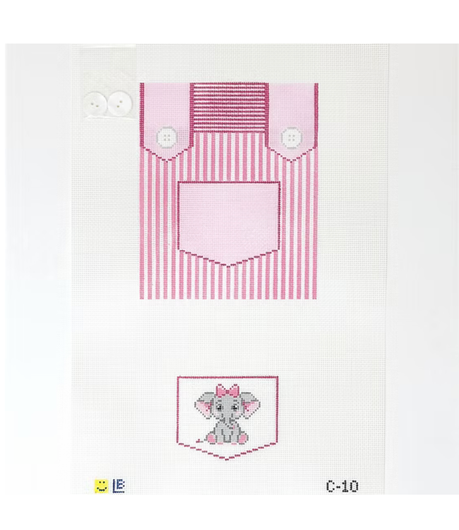 Overalls-Pink with Elephant  pocket