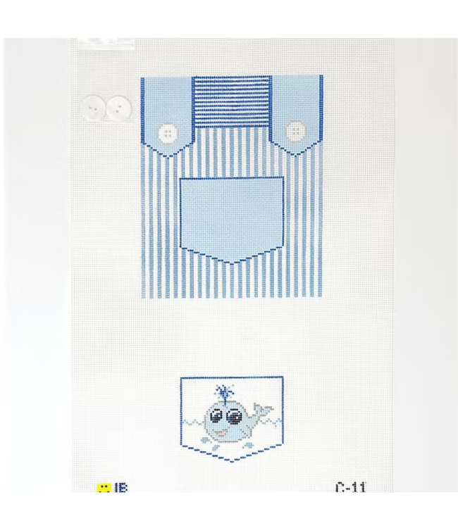 Overalls-Blue with Whale pocket